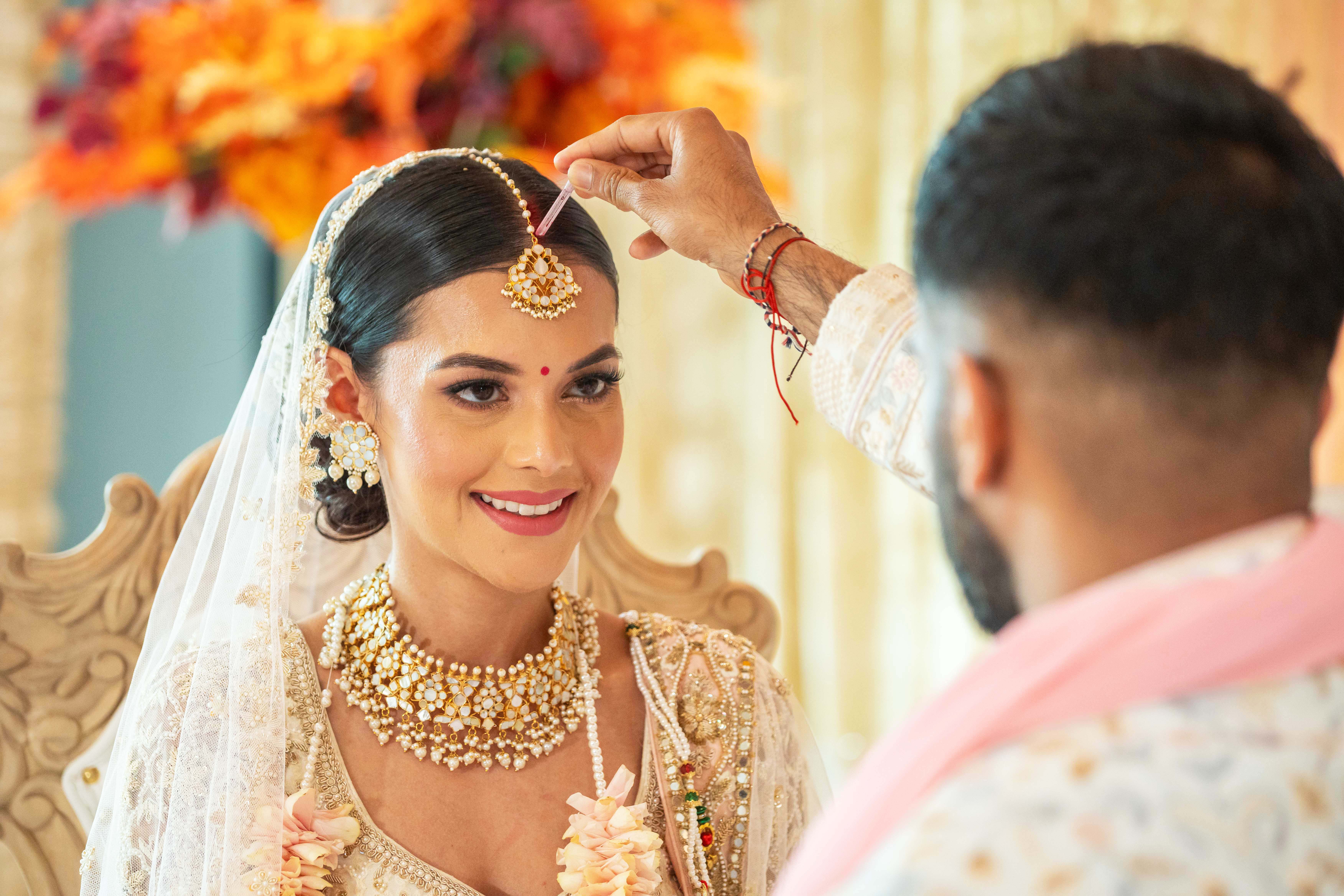 Wedding closeup portrait with veil
